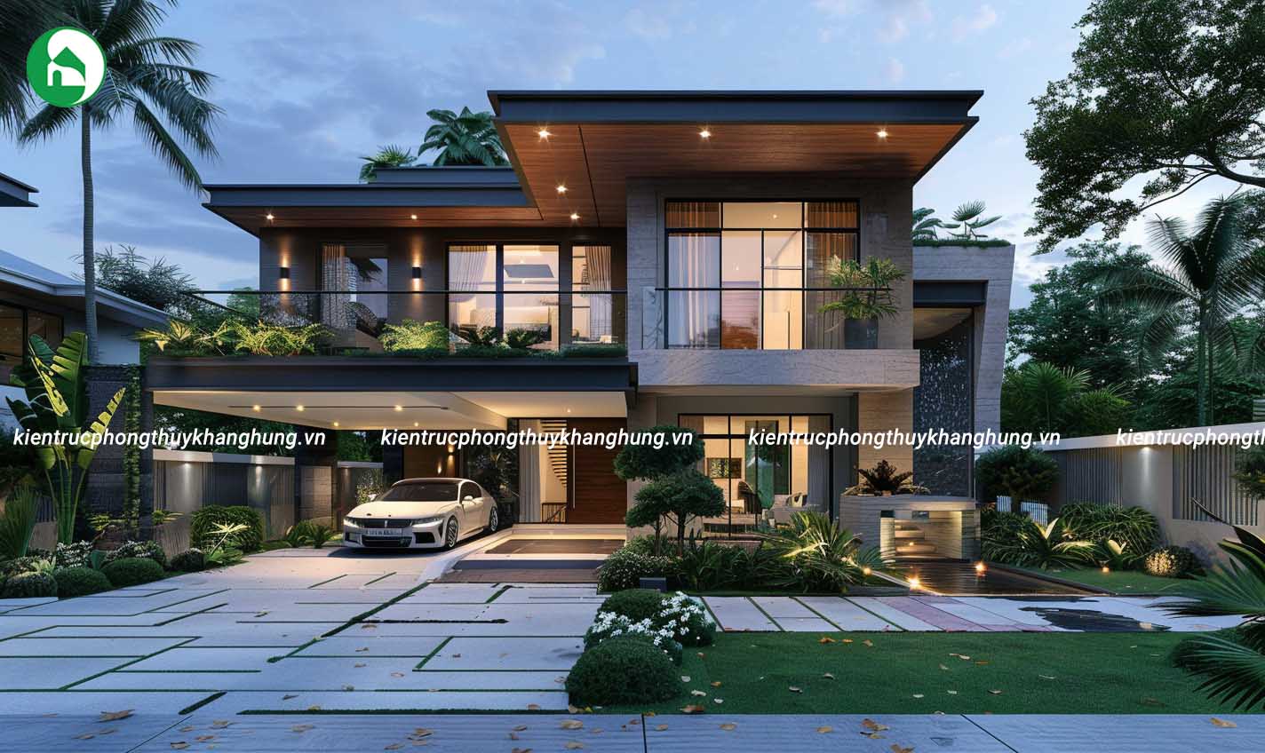 mẫu nhà vườn 2 tầng  có thẩm mỹ cao