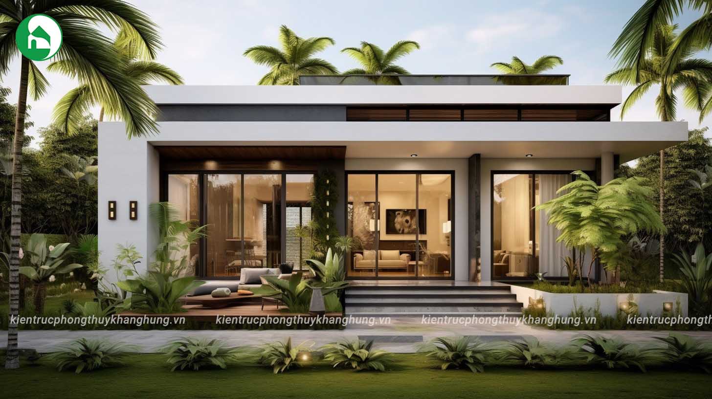Nhà vườn 1 tầng mái bằng hiện đại
