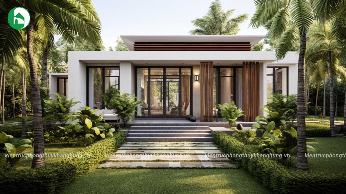 Nhà vườn 1 tầng mái bằng hiện đại
