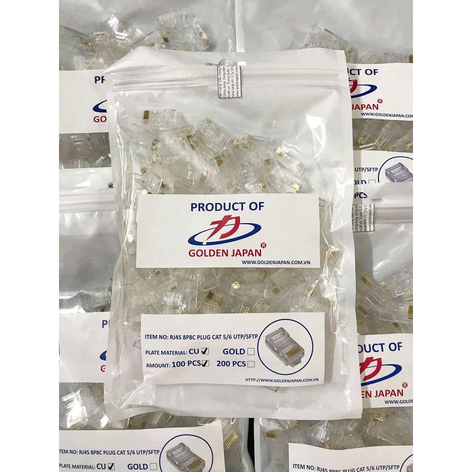 Hạt mạng RJ45 nhựa Golden Japan Gold cat5e (100pc)