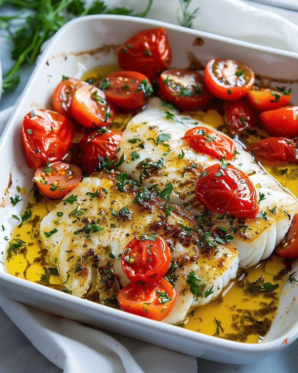 🐟 Cách Làm Cá Tuyết Sốt Bơ Chanh & Cà Chua bi – Món Ngon Thanh Nhẹ Chuẩn Vị Địa Trung Hải 🍋🍅