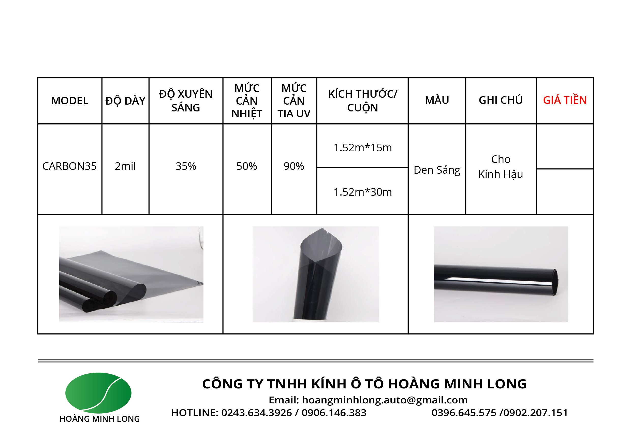 PHIM CÁCH NHIỆT CARBON 35