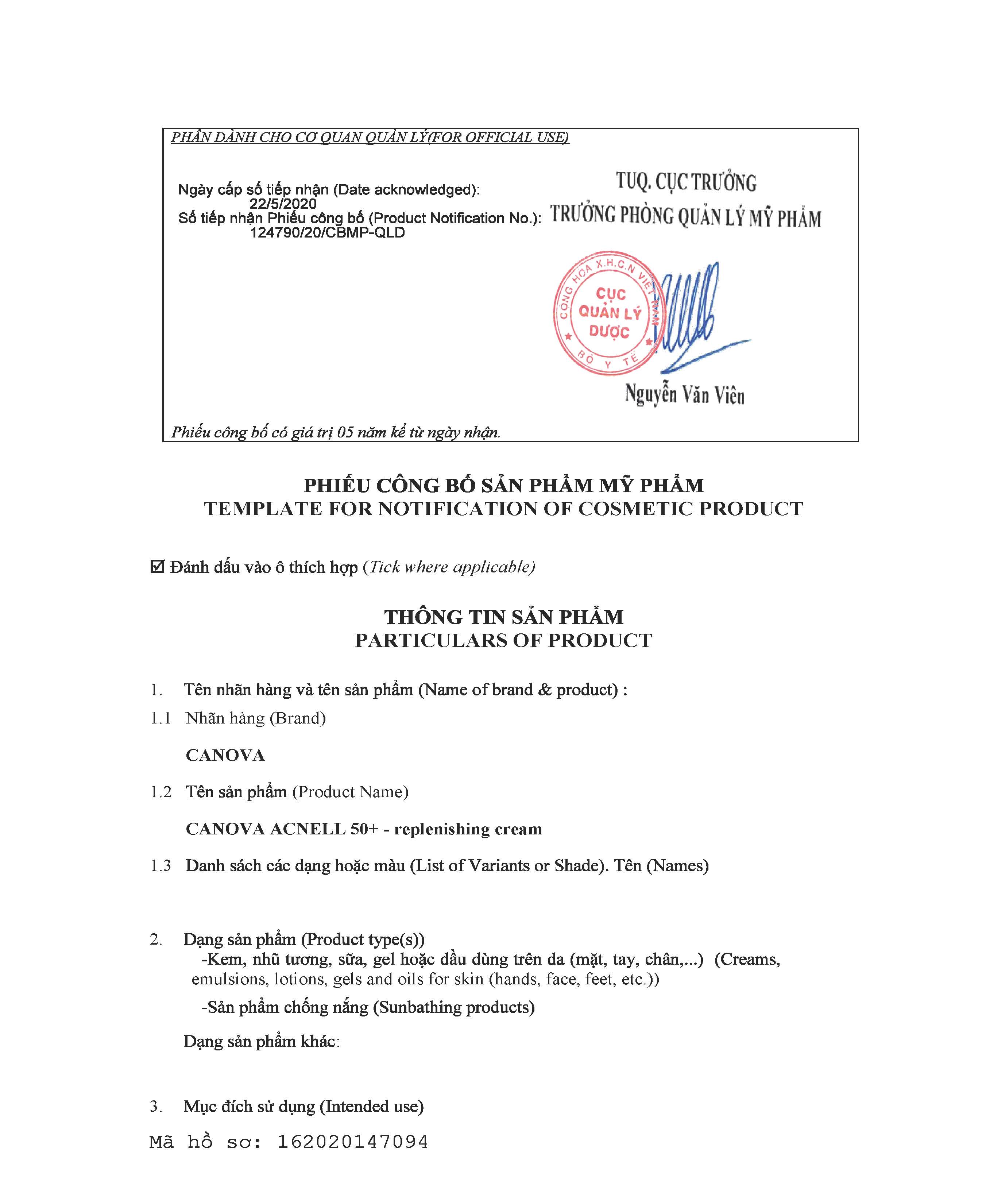 Canova Acnell 50+ - Replenishing Cream Publish Paper