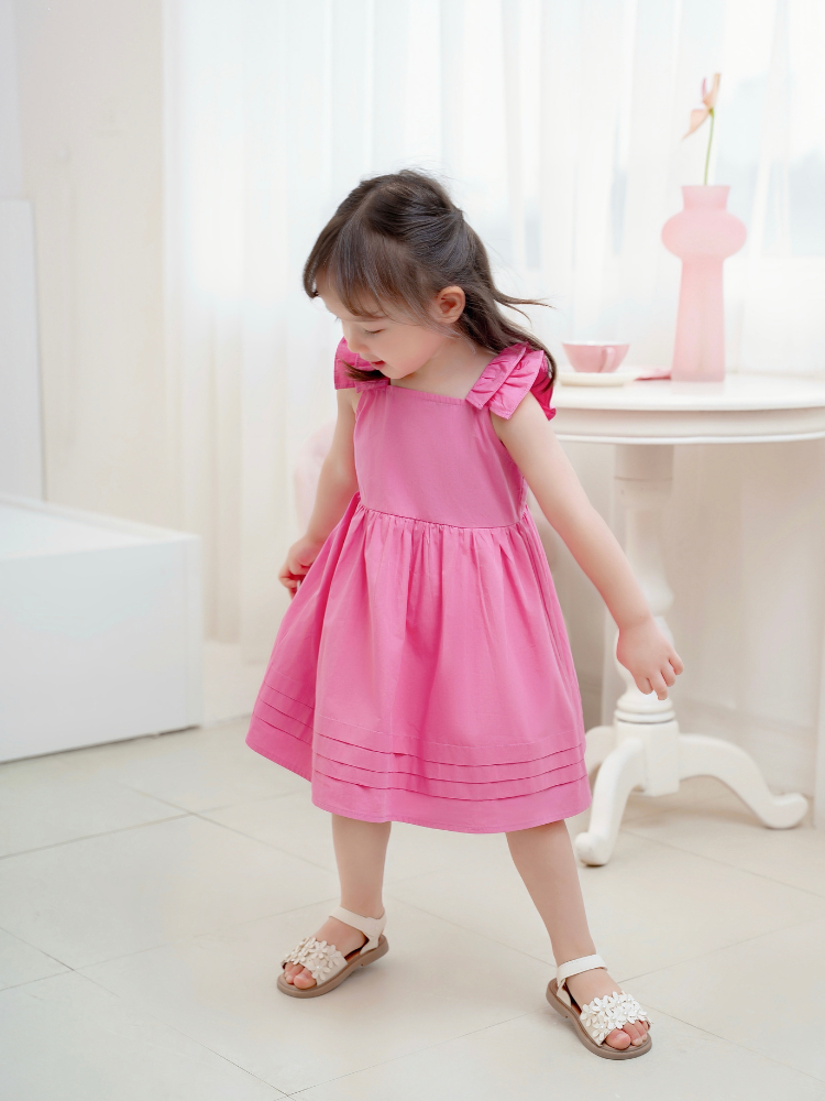 Váy hồng đậm cánh tiên 2T nơ lưng