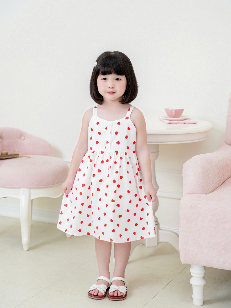 Váy babydoll nẹp cúc 2D tim đỏ