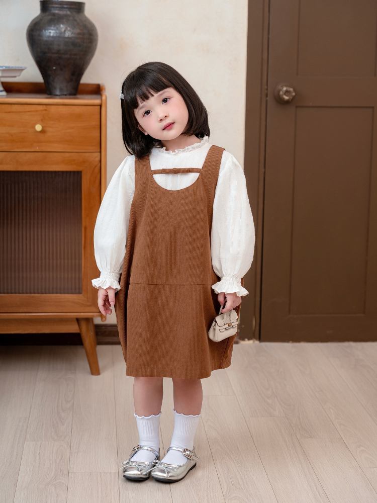 Váy gile nhung tăm 2 lớp nơ ngực xinh xắn