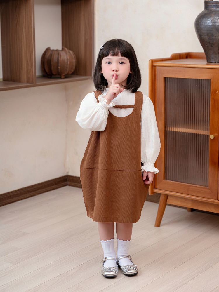 Váy gile nhung tăm 2 lớp nơ ngực xinh xắn