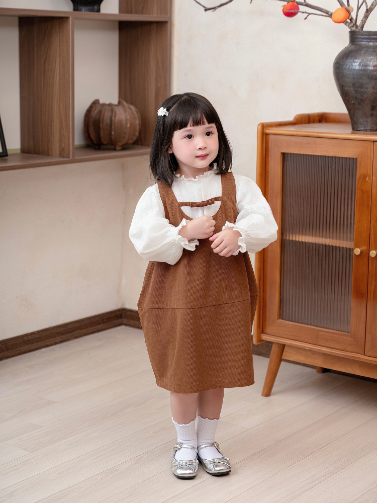 Váy gile nhung tăm 2 lớp nơ ngực xinh xắn