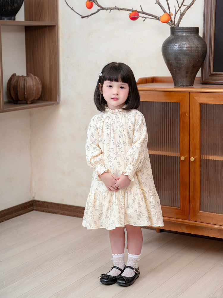 Váy tay dài muslin hoa