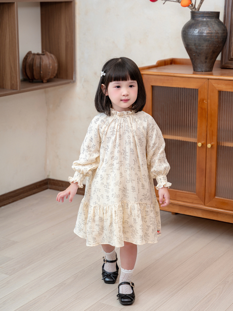 Váy tay dài muslin hoa