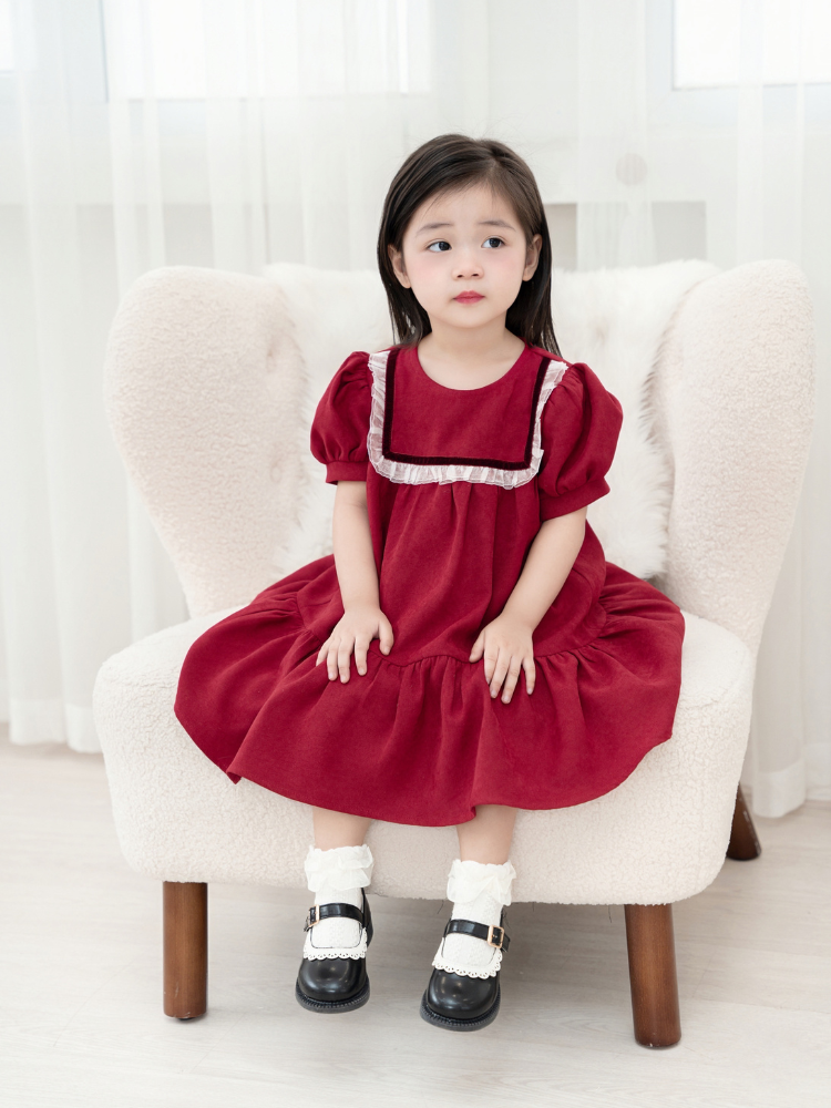 Đầm nhung đỏ baby doll