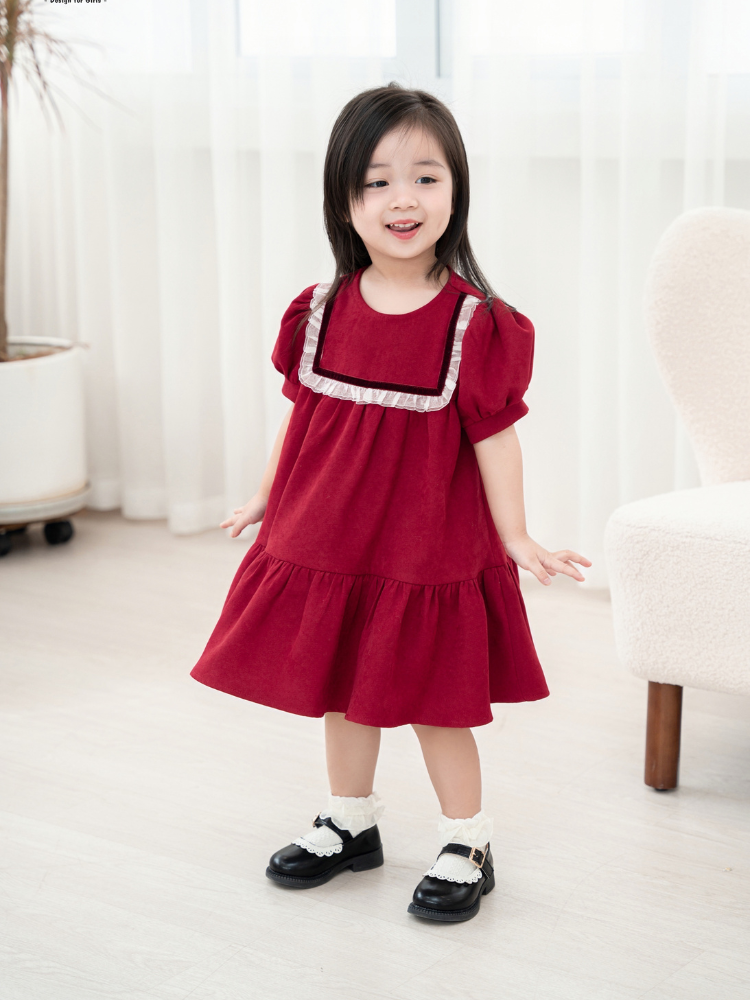 Đầm nhung đỏ baby doll