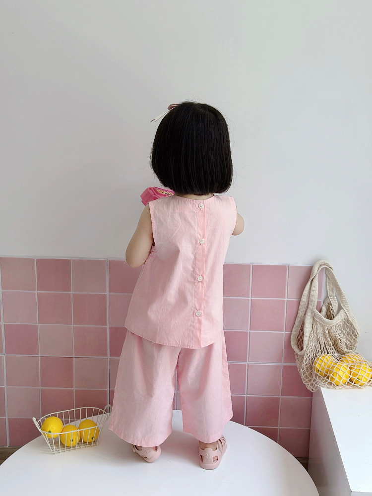 Bộ sát nách phối nơ hồng xinh xắn