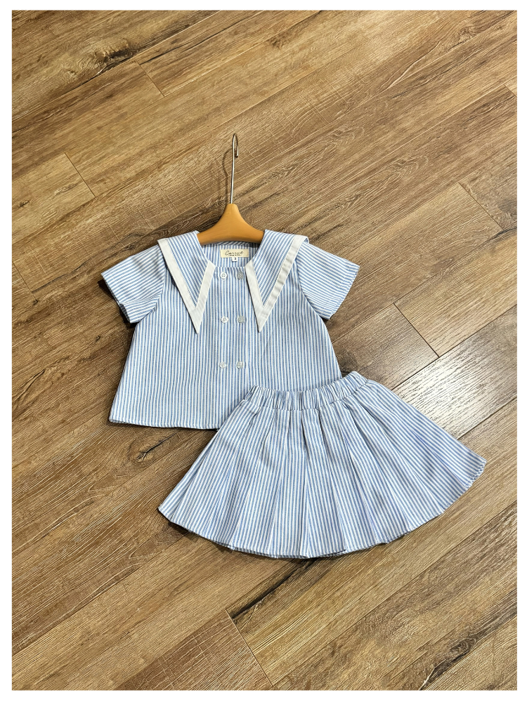Set kẻ xanh cổ PP