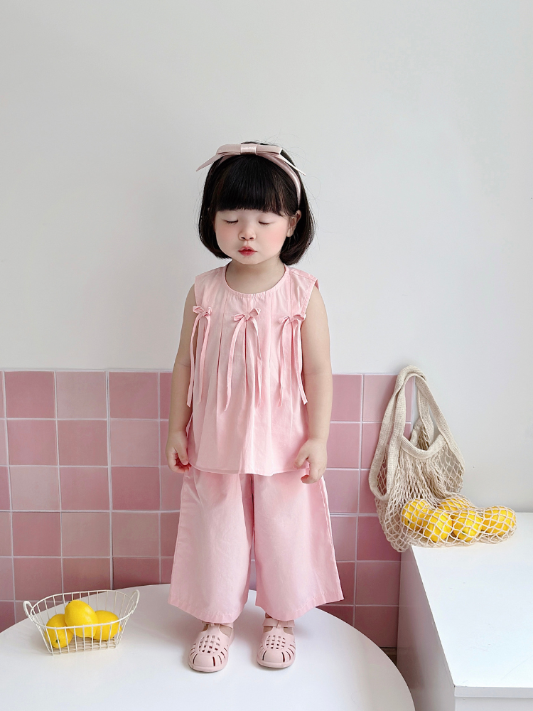 Bộ sát nách phối nơ hồng xinh xắn