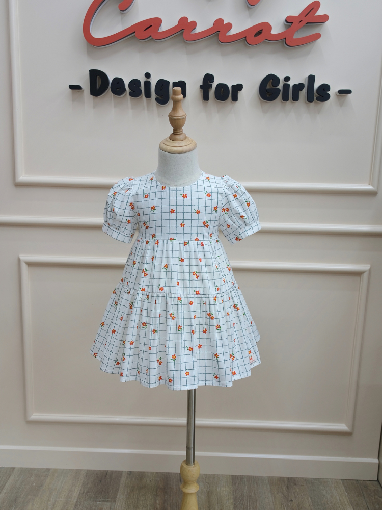 Váy em bé gái -BABYSTORE88 - Đầm caro xanh cho bé hàng thiết kế 1 2 3 4 5 6  7 tuổi V2 - Tìm Voucher