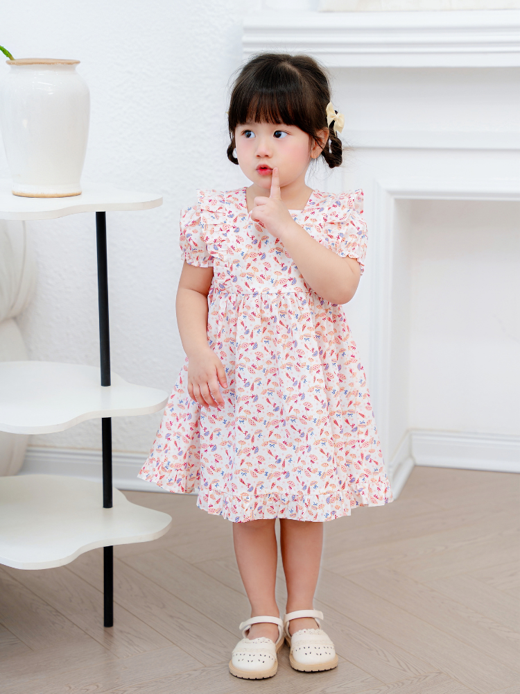 Vay tay dài hoa hồng leo phối ren ngực