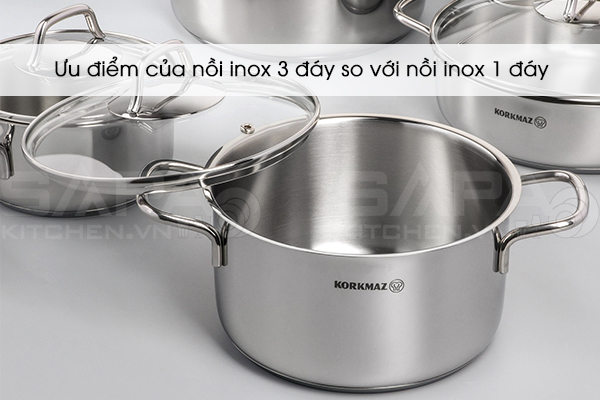 Ưu điểm của nồi inox 3 đáy so với nồi inox 1 đáy