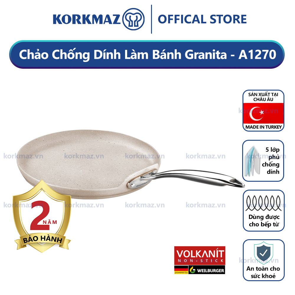 Chảo chống dính Korkmaz Granita làm bánh 26cm - A1270