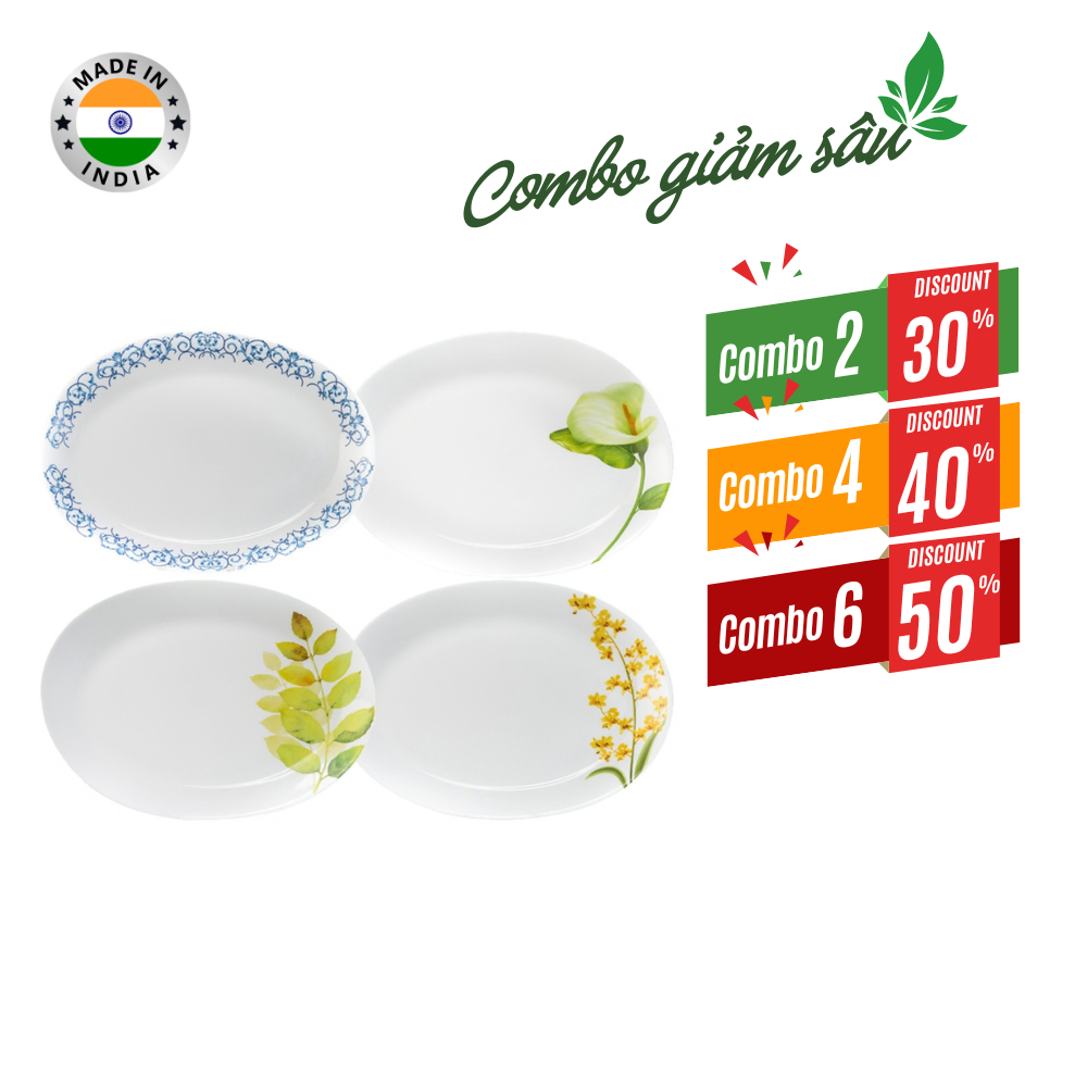 Combo giá tốt-Đĩa thủy tinh oval lớn Diva Laopala 320