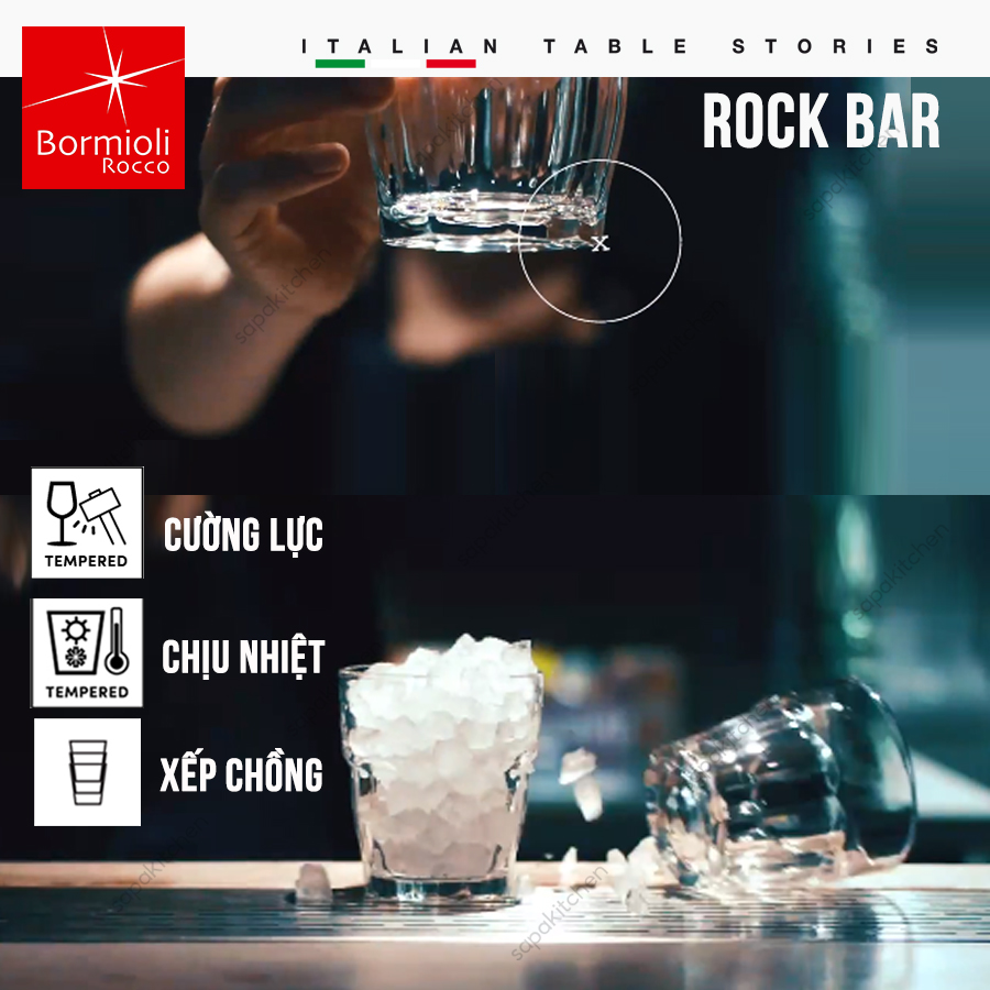 Ly thủy tinh chịu nhiệt Rock bar 27 cl hồng đào