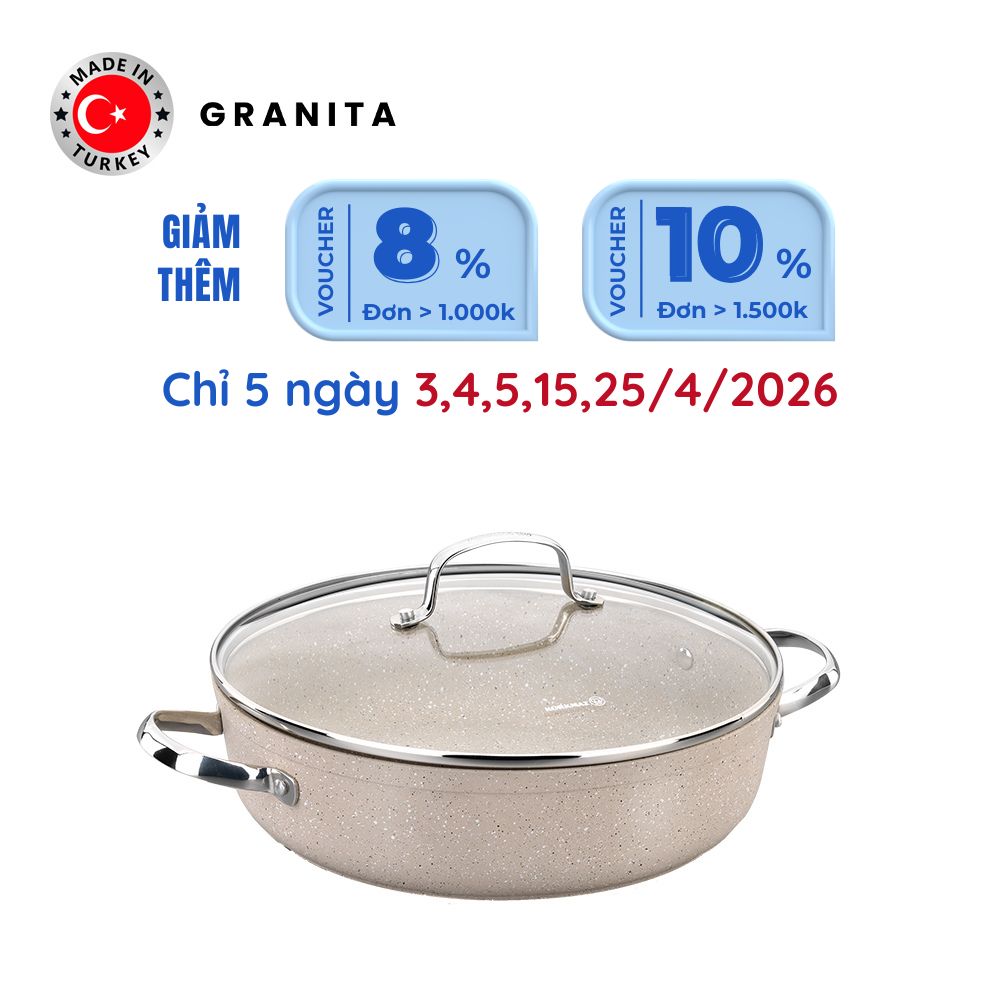 Nồi chống dính bếp từ thấp Korkmaz Granita 3.5 lít - Ø26x7cm - A1263
