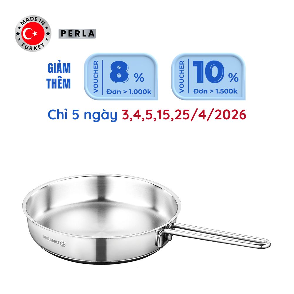 Chảo nấu bếp từ inox cao cấp Korkmaz Perla - Ø24cm - A1659