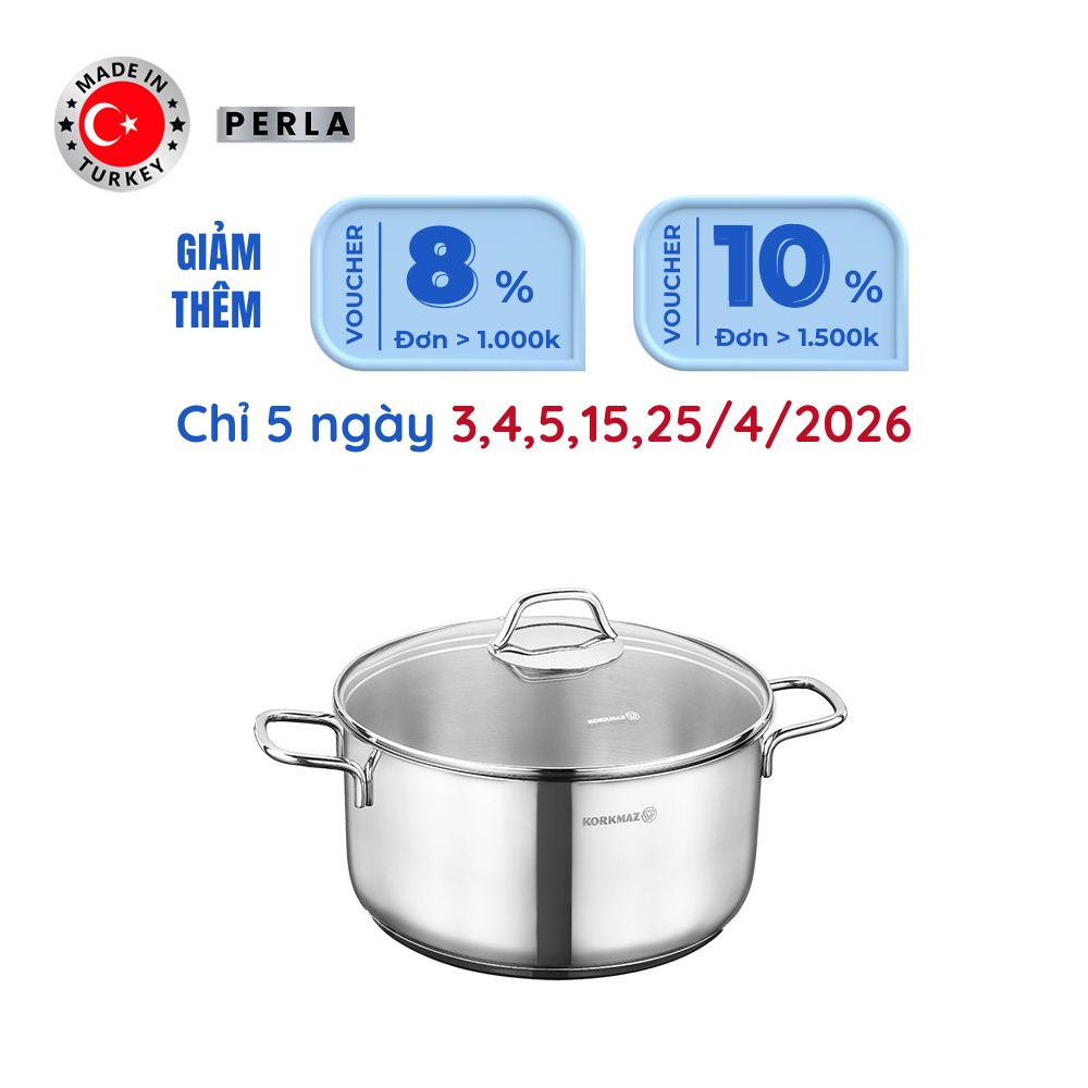 Nồi inox cao cấp Korkmaz Perla 1.8 lít - Ø16x9cm - A1653