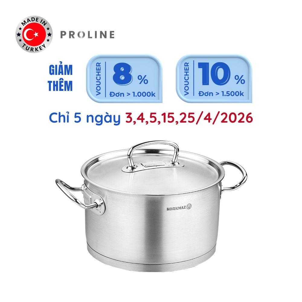 Nồi nấu bếp từ inox cao cấp Korkmaz Proline 3.8 lít - Ø20x12cm  - A1161