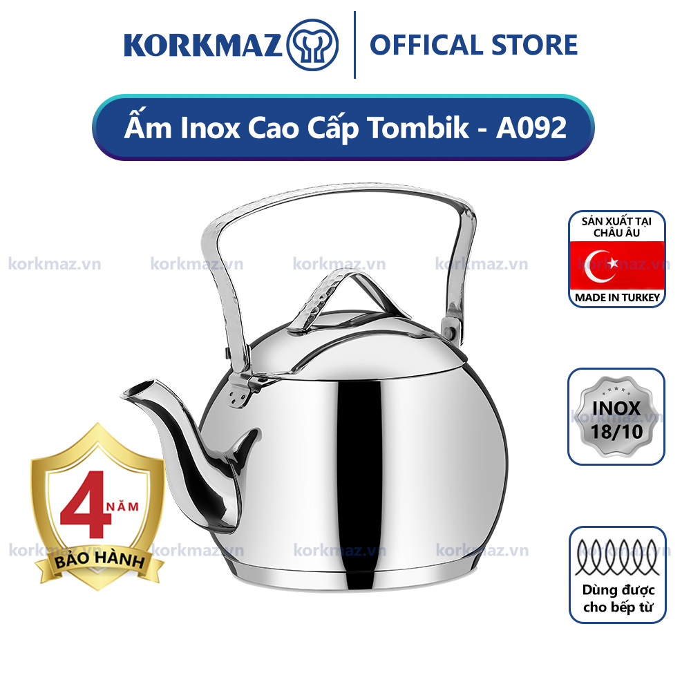 Ấm inox cao cấp Korkmaz Tombik 1 lít - Ø14x11cm - A092