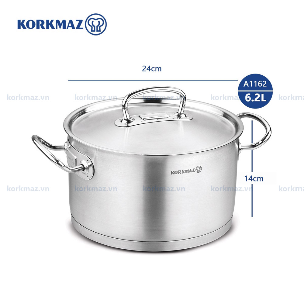 Nồi nấu bếp từ inox cao cấp Korkmaz Proline 6.2 lít - Ø24x14cm  - A1162