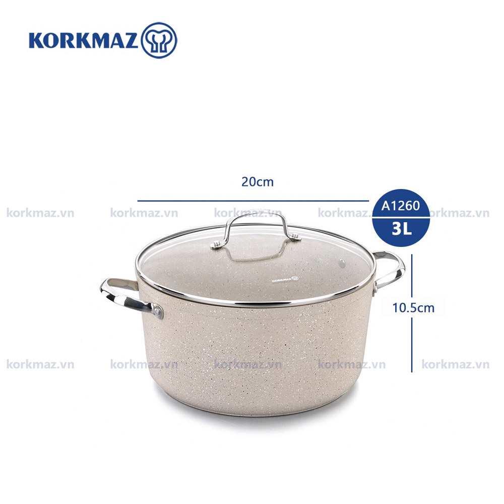 Nồi chống dính bếp từ Korkmaz Granita 3 lít - Ø20x10.5cm - A1260