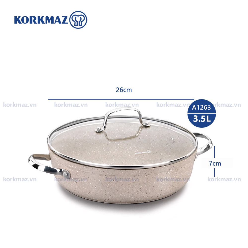Nồi chống dính bếp từ thấp Korkmaz Granita 3.5 lít - Ø26x7cm - A1263