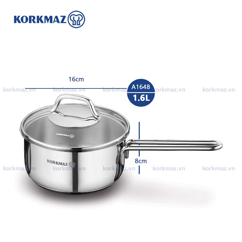 Nồi quánh nấu bếp từ inox cao cấp Korkmaz Perla 1.6 lít - Ø14x7cm - A1648