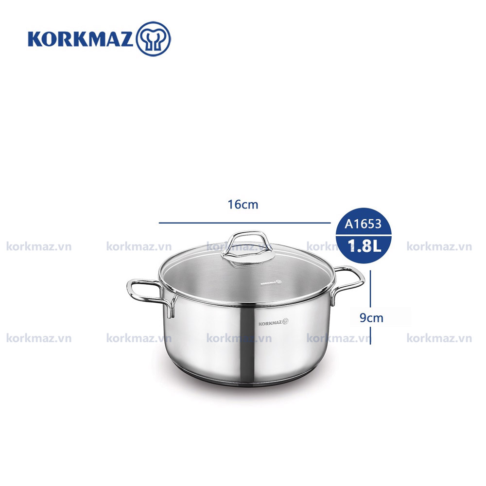 Nồi inox cao cấp Korkmaz Perla 1.8 lít - Ø16x9cm - A1653