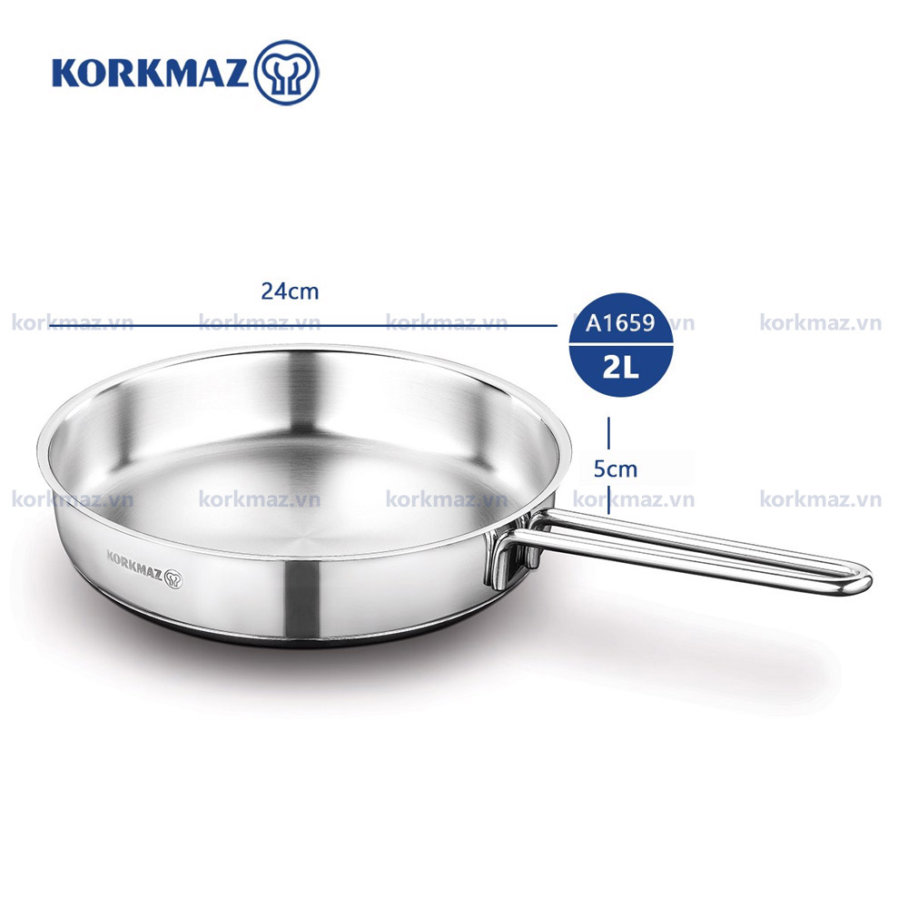 Chảo nấu bếp từ inox cao cấp Korkmaz Perla - Ø24cm - A1659