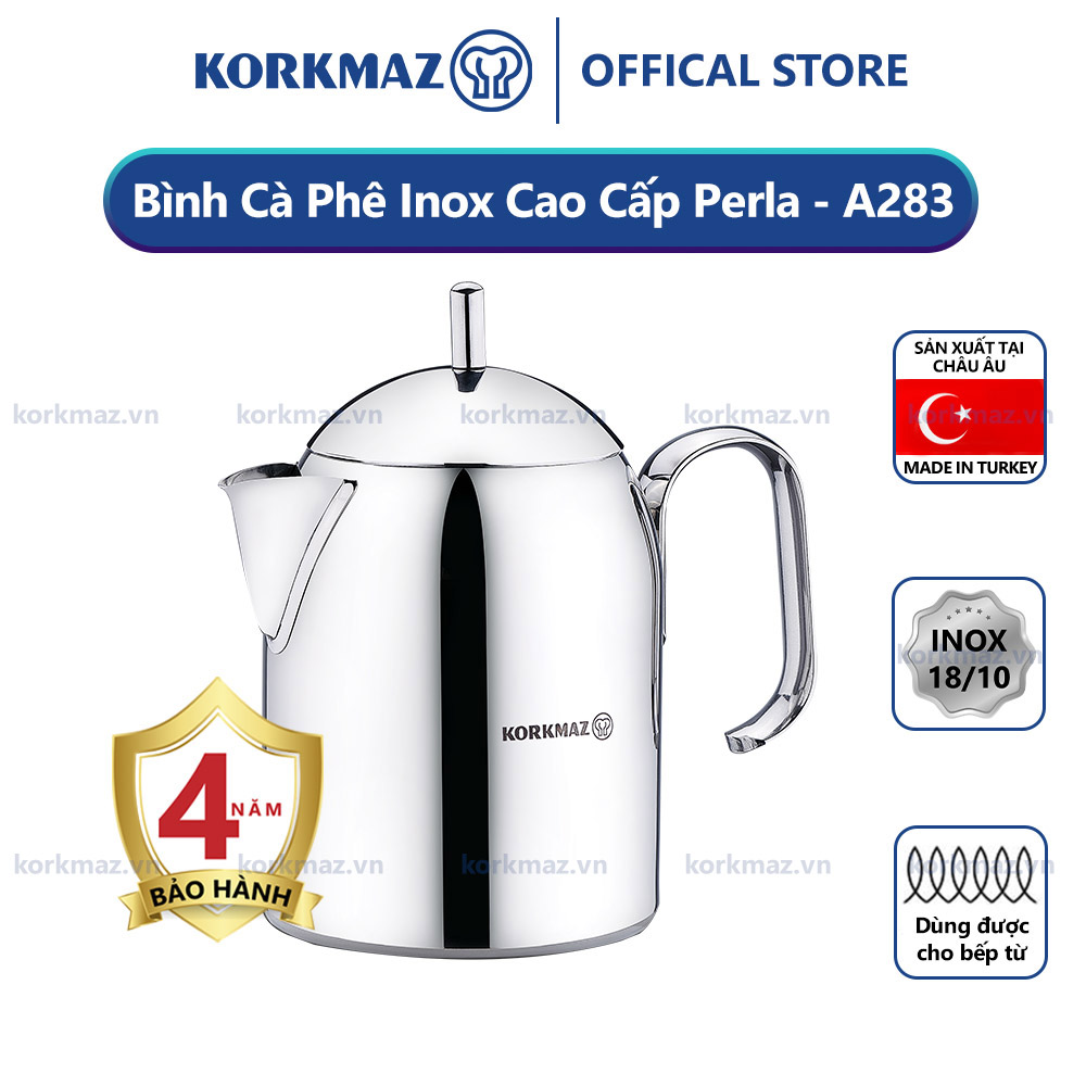 Bình cà phê inox nấu bếp từ cao cấp Korkmaz Perla 0.85 lít - Ø10x14.5cm - A283