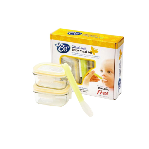 Bộ 2 hộp thủy tinh, 1 muỗng baby GlassLock 150ml