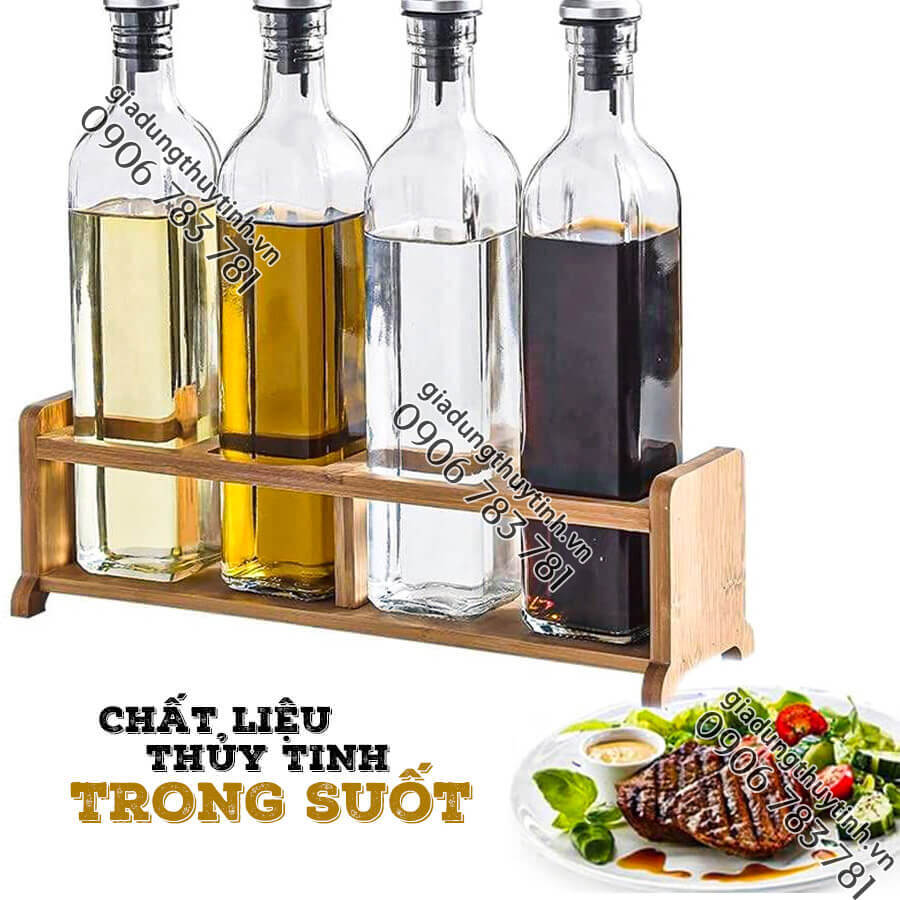 Combo 2 chai rót gia vị thủy tinh vuông 250ml - SAPATA