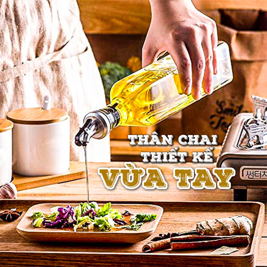 Chai rót gia vị thủy tinh vuông 500ml - SAPATA