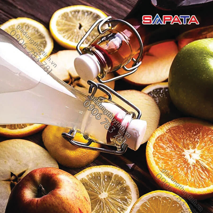 Chai thủy tinh vuông nắp cài 1000ml - SAPATA