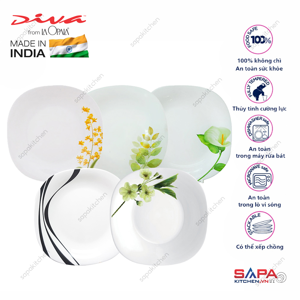 Đĩa thủy tinh vuông lớn Diva Laopala 278