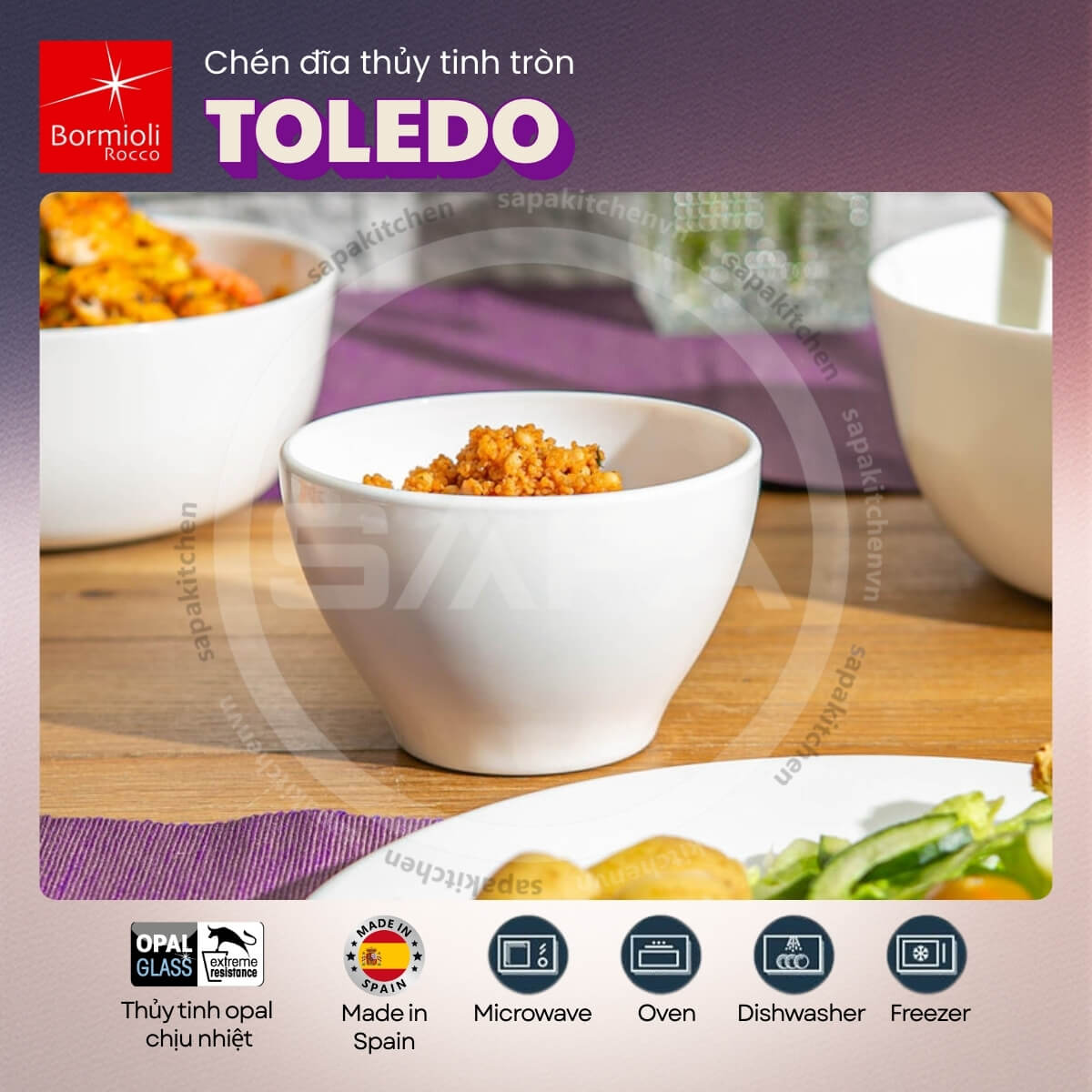 Chén cơm thủy tinh sâu Toledo 12 cm
