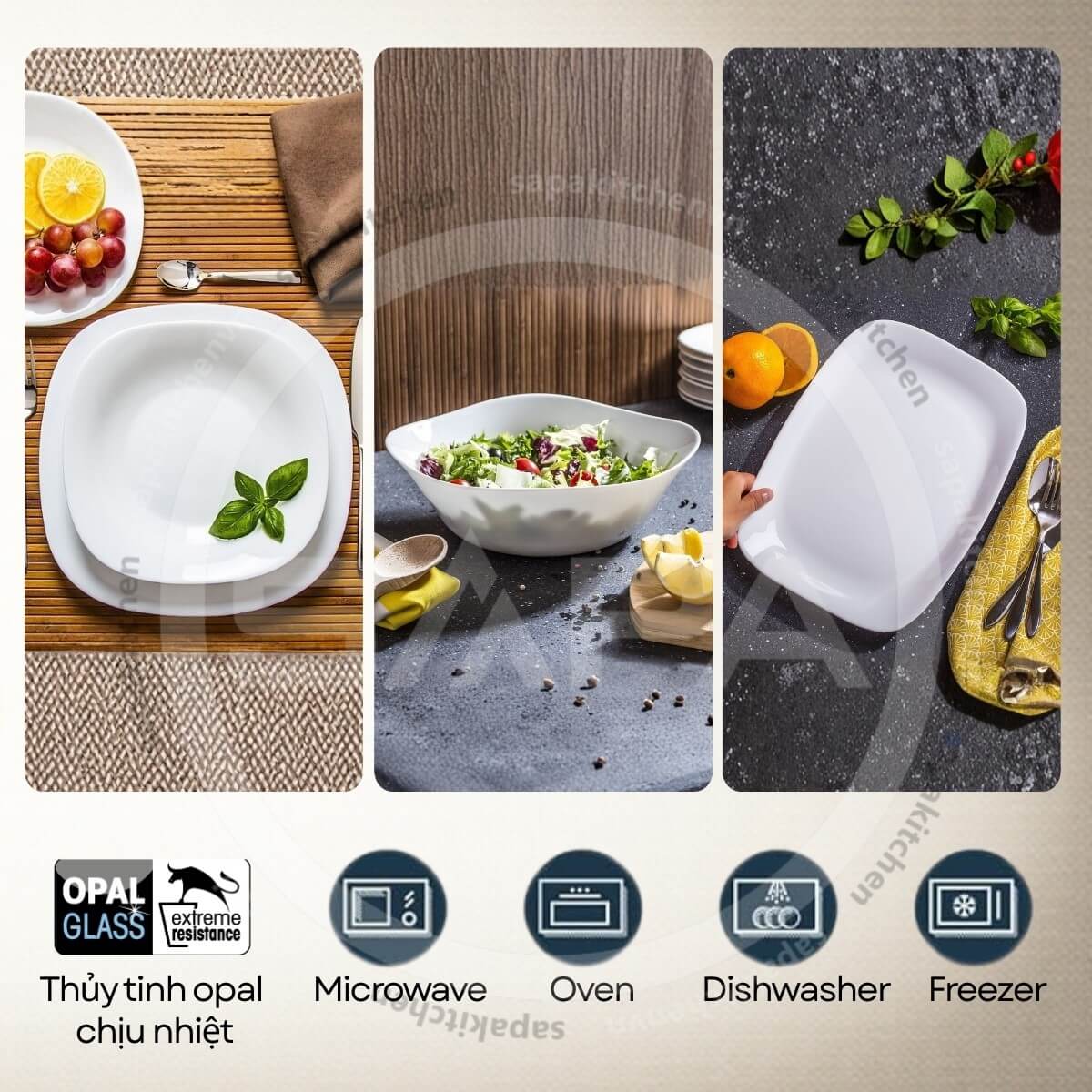 Đĩa thủy tinh chữ nhật lớn Parma 24 x 34 cm