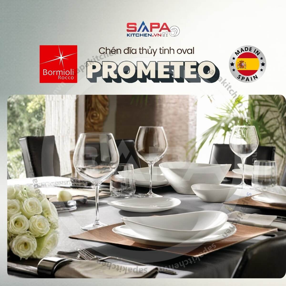 Tô thủy tinh oval lớn Prometeo 25 x 24 cm
