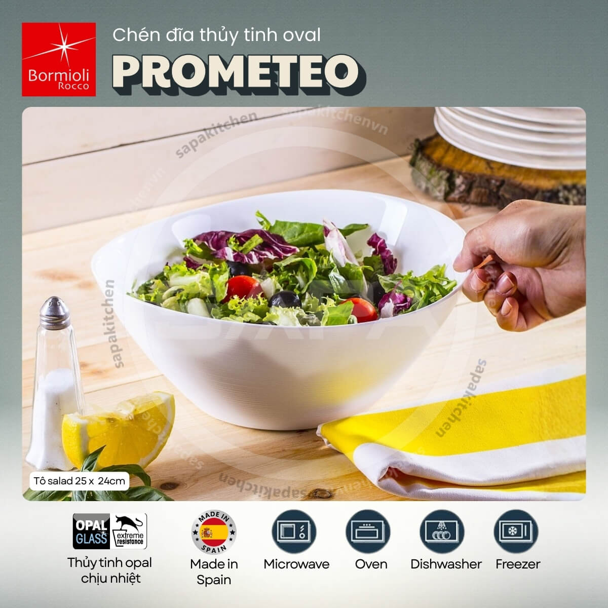 Tô thủy tinh oval lớn Prometeo 25 x 24 cm