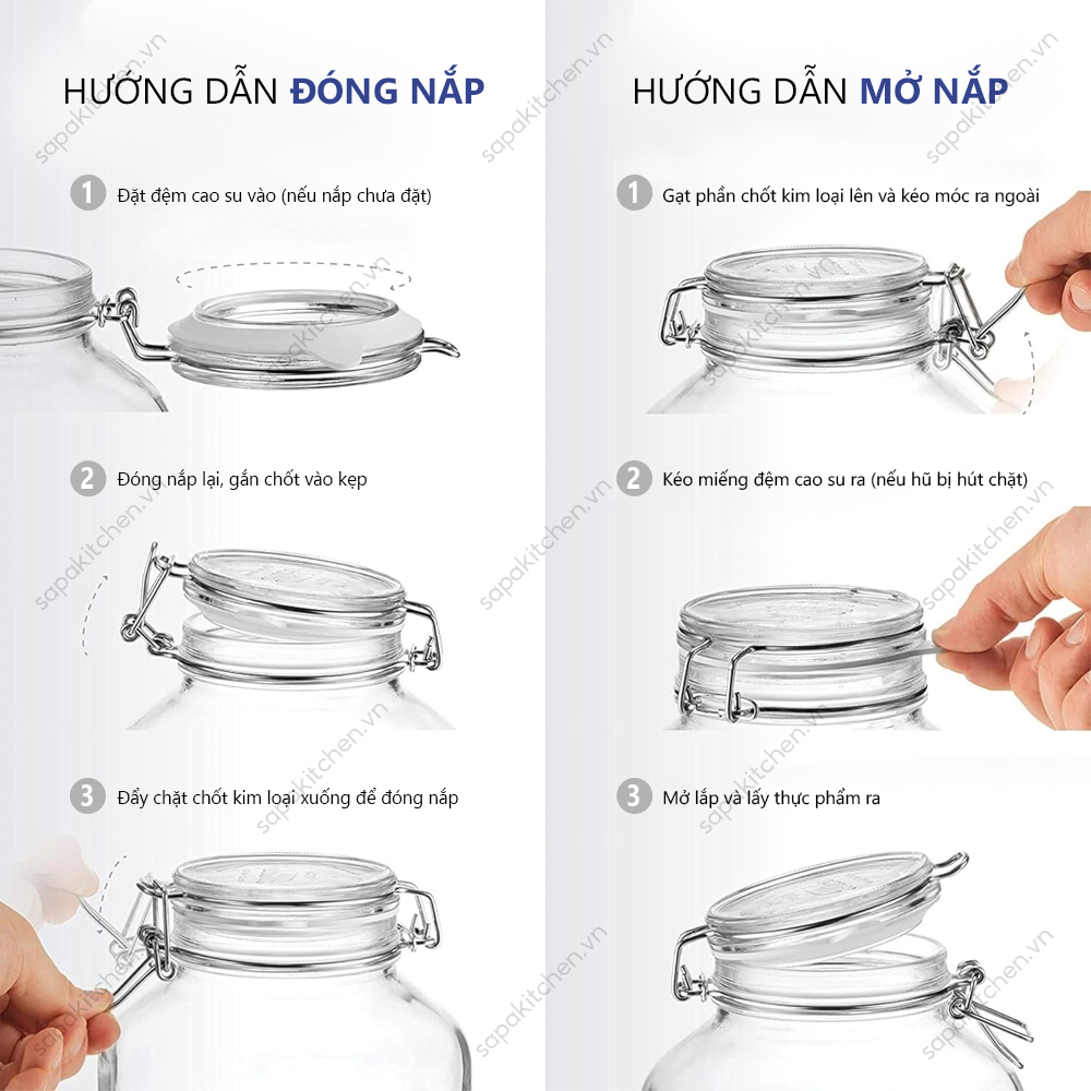 Hũ thủy tinh nắp cài kín hơi Fido 1000ml