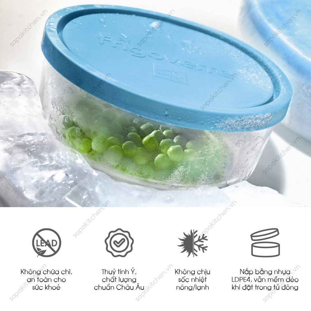 Hộp thủy tinh trữ đông Frigoverre vuông 10x10 - 240ml