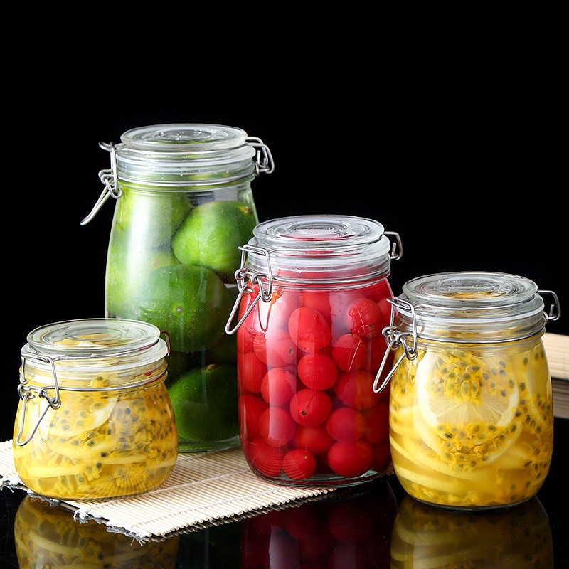 Hũ thủy tinh tròn nắp cài inox 0.5L - SAPATA