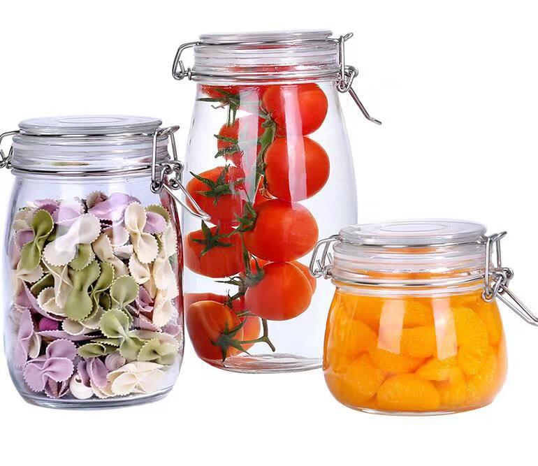 Hũ thủy tinh tròn nắp cài inox 0.75L - SAPATA